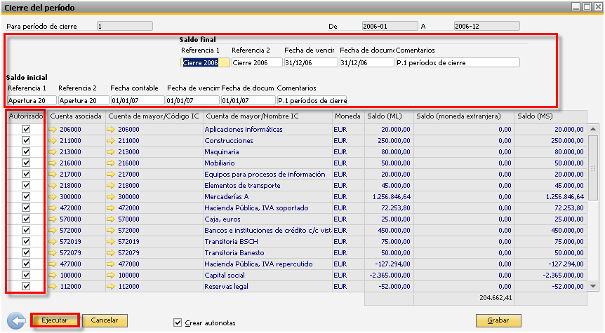 Cierre del per&iacute;odo Contable en SAP Business One paso 9