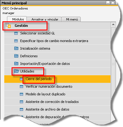 Cierre Periodo contable en SAP Business One paso 1
