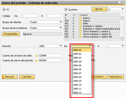 Cierre del per&iacute;odo contable en SAP Business One paso 3