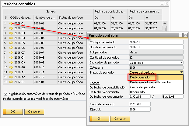 Cierre del per&iacute;odo Contable en SAP Business One paso 4  